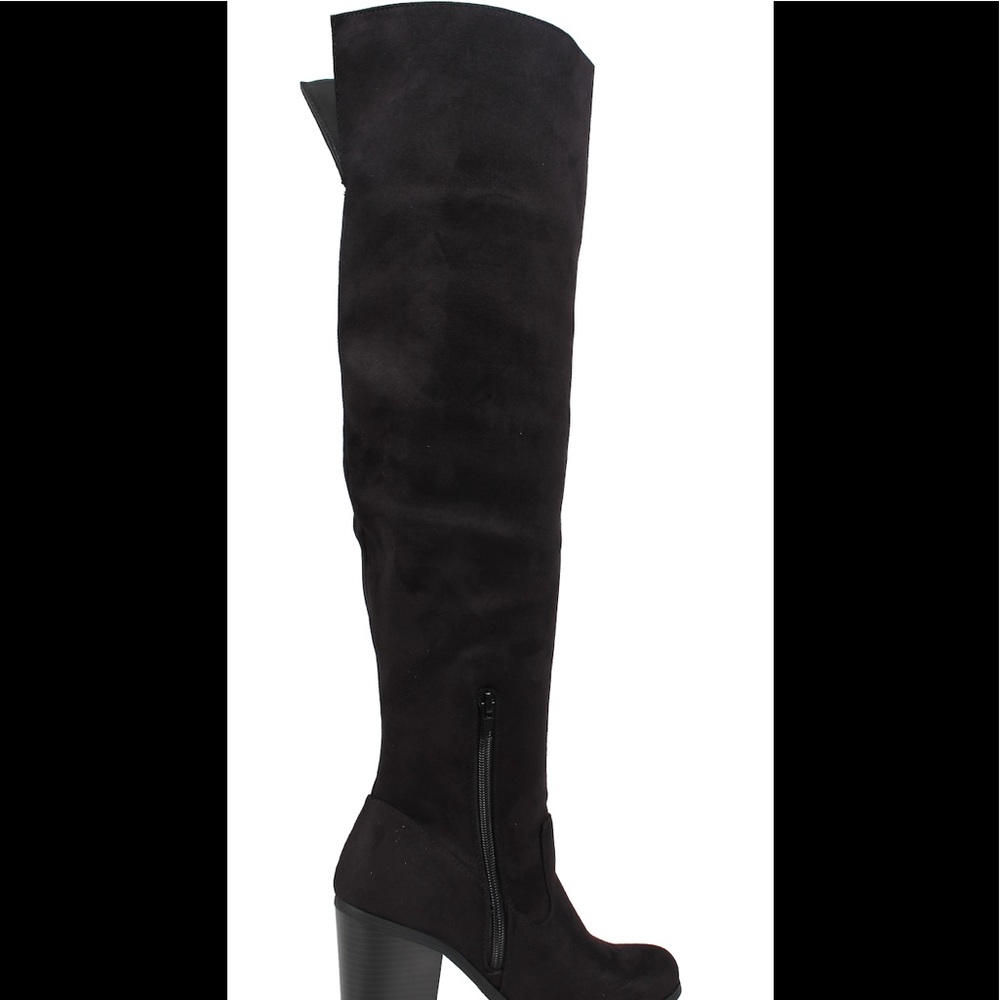 Size 10 Black faux suede open back over the knee - Picture 4 of 6